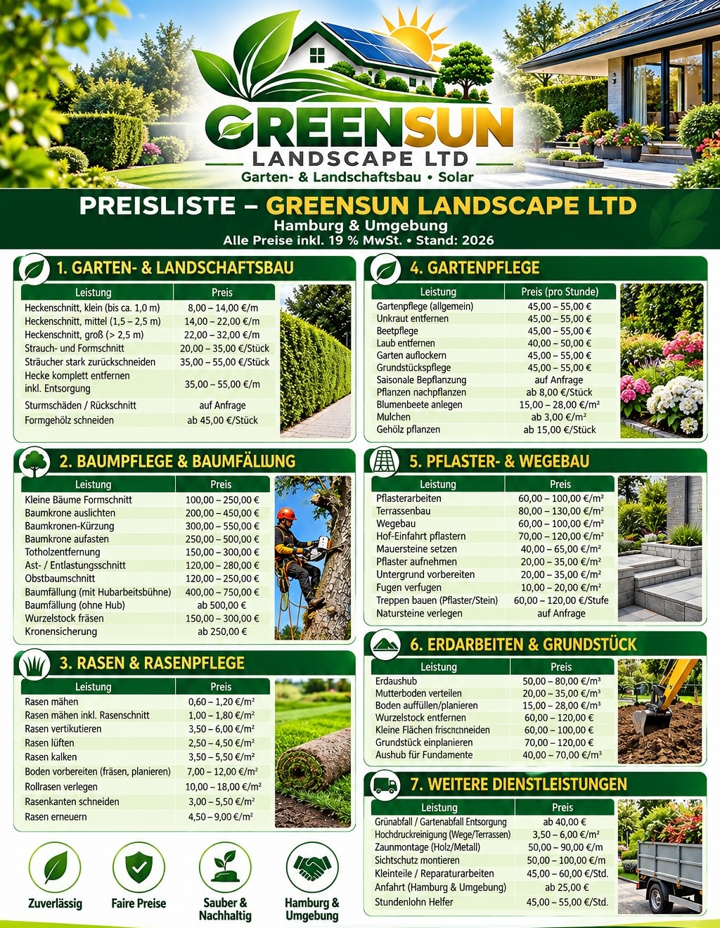 Green Sun Landscape Preisliste 2026
